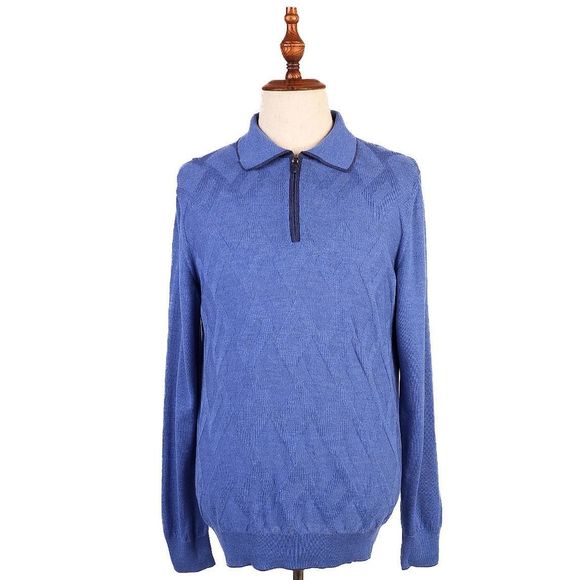Dalmine Excellent Condition Blue Silk Sweater Size L - Picture 1 of 7
